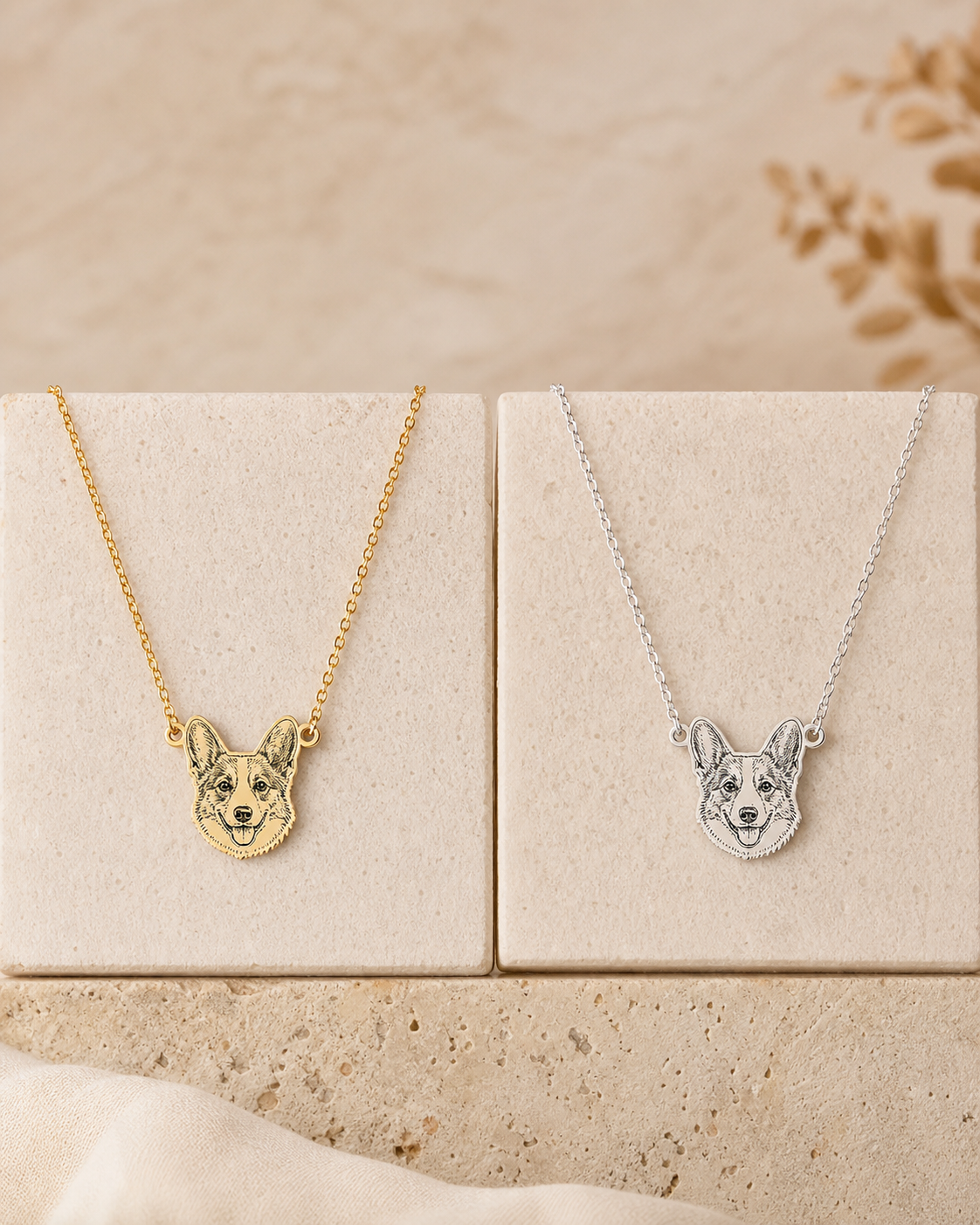Animorie face-shaped custom pet portrait necklace image for “How to Compare Custom Pet Jewelry Makers”