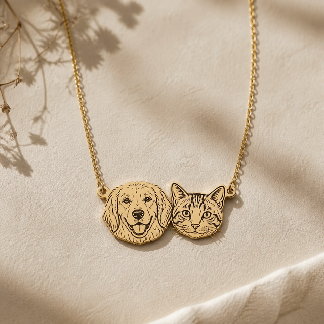 Custom Pet Portrait Necklace - Up to 6 Pets