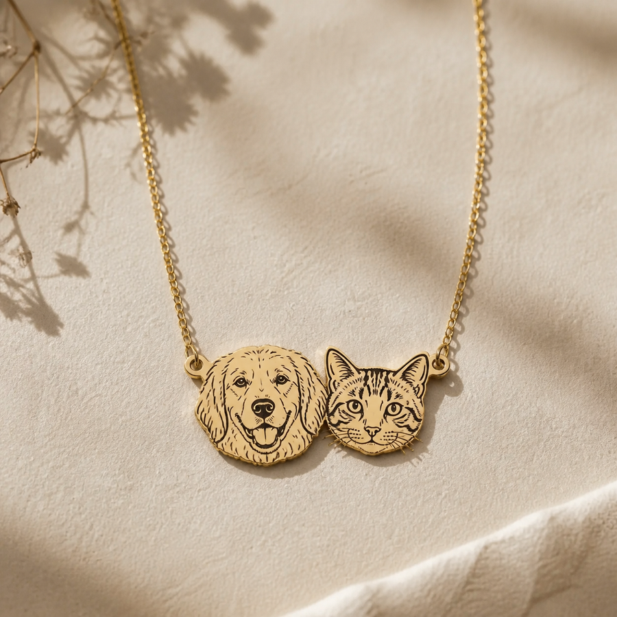 Custom Pet Portrait Necklace - Up to 6 Pets