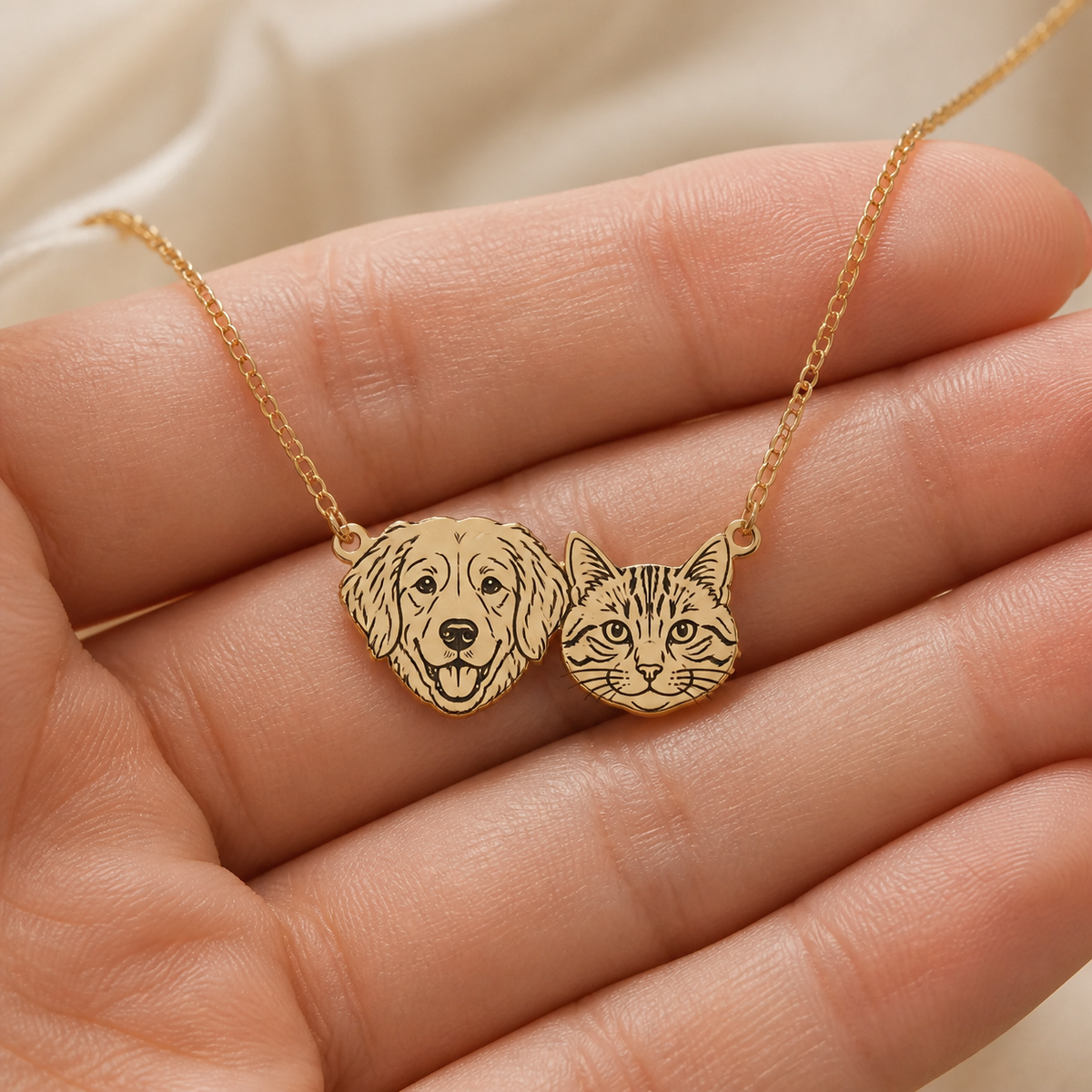 Custom Pet Portrait Necklace - Up to 6 Pets