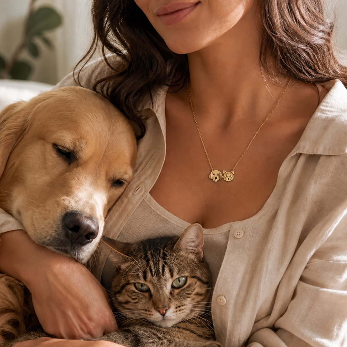 Custom Pet Portrait Necklace - Up to 6 Pets
