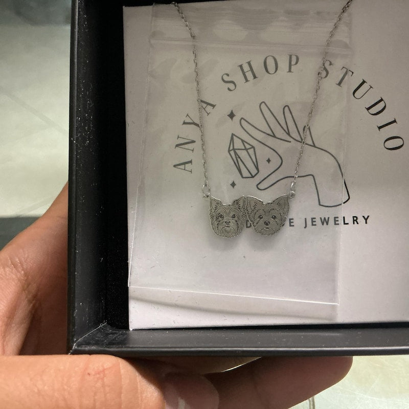 Alexis's two-pet portrait necklace gift review photo